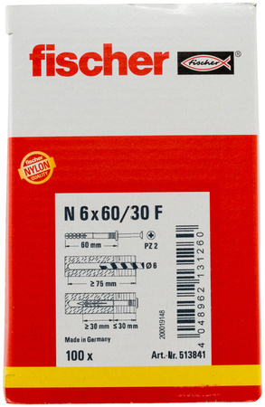 Kołek wbijany N 6 x 60/30 F z łbem płaskim gvz - 25 szt.