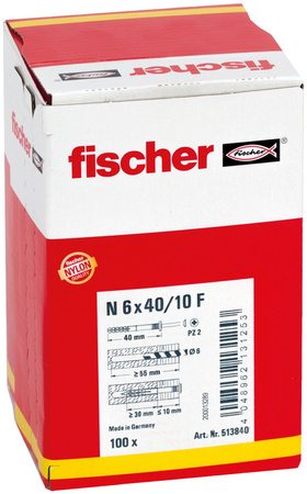 Kołek wbijany N 6 x 40/10 F z łbem płaskim gvz - 25 szt.