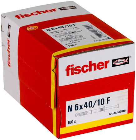 Kołek wbijany N 6 x 40/10 F z łbem płaskim gvz - 25 szt.